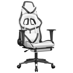 vidaXL gamingstol m. massage og fodst&oslash;tte kunstl&aelig;der hvid sort
