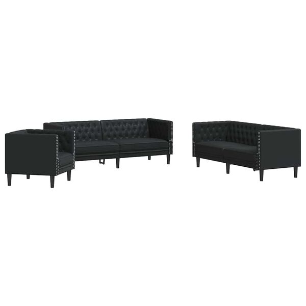 vidaXL Stue Sofa 3 pcs Sort 194 x 74,5 x 70,5 cm Faux l&aelig;der