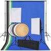 vidaXL fotostudieudstyr: 5 farvede kulisser og 2 softbokse