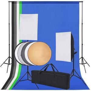 vidaXL fotostudieudstyr: 5 farvede kulisser og 2 softbokse