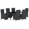 vidaXL Have Spisebordss&aelig;t med pude 7 pcs Sort polyrattan