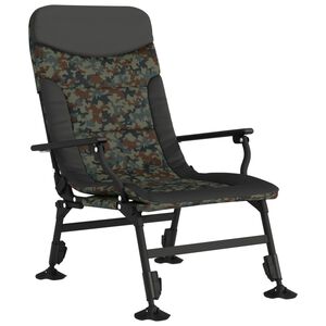 vidaXL fiskestol med arml&aelig;n foldbar camouflage