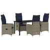 vidaXL Bord- og stol s&aelig;t med pude 5 pcs Gr&aring; PE Rattan