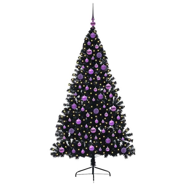 vidaXL Kunstig Forbelyst Juletr&aelig; med 300 LED'er Sort 180 cm PVC