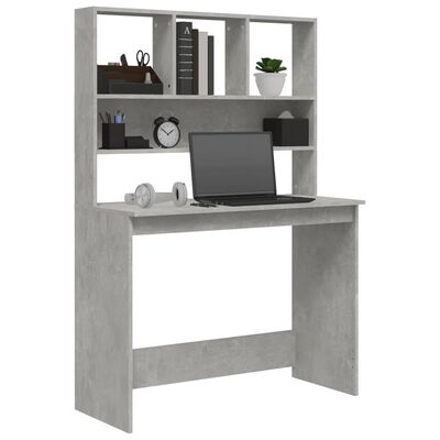 vidaXL skrivebord m. hylder 102x45x148 cm konstrueret træ betongrå