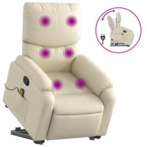 vidaXL l&oslash;ftestol med massagefunktion kunstl&aelig;der cremefarvet
