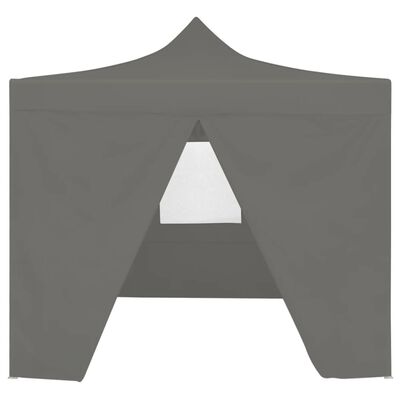 vidaXL foldbart festtelt med 4 sidevægge 2 x 2 m stål antracitgrå