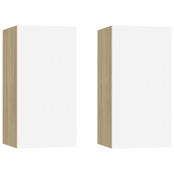 vidaXL tv-borde 2 stk. 30,5x30x60 cm konstrueret tr&aelig; hvid og sonoma-eg