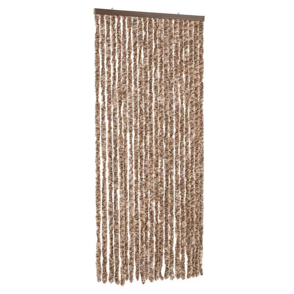 vidaXL flueforhæng 90x200 cm chenille beige og mørkebrun