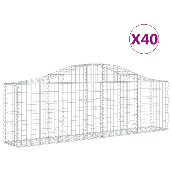 vidaXL buede gabionkurve 40 stk. 200x30x60/80 cm galvaniseret jern