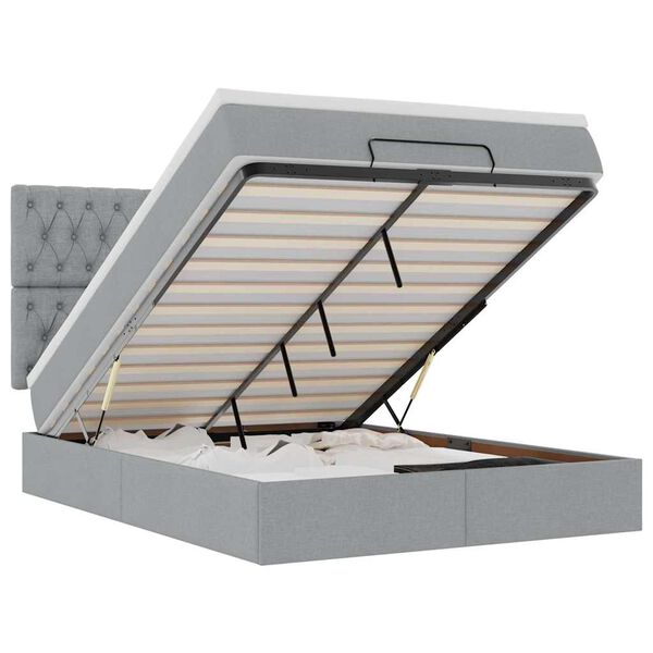 vidaXL osmannisk sengeramme med madras 140x200 cm stof lysegr&aring;