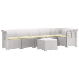 vidaXL 6-personers Have Sofa med Puder Rattan Look PP Hvid