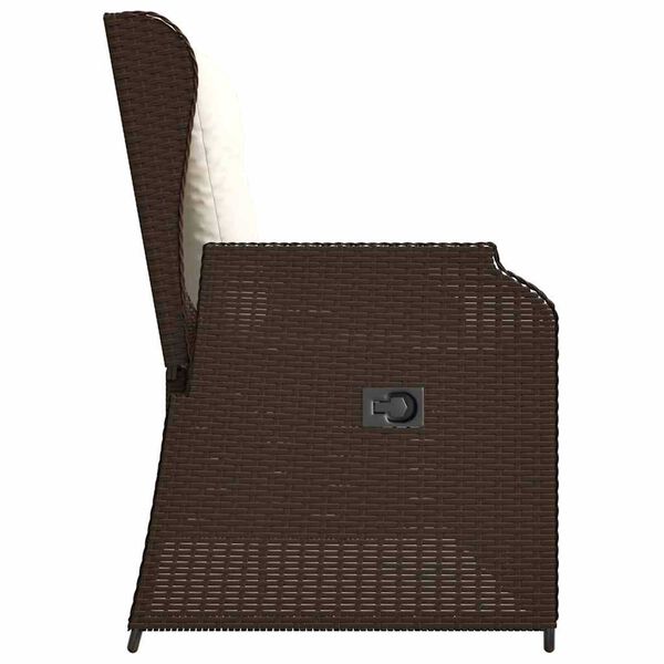 vidaXL Havebænk med pude Brun Poly rattan