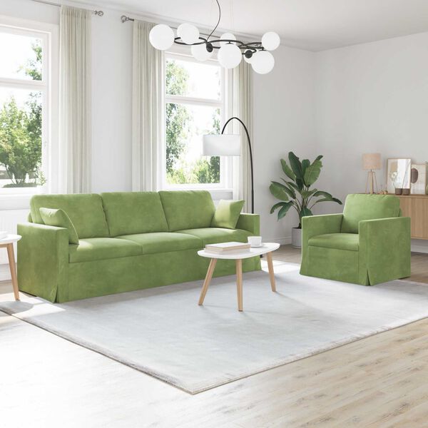 vidaXL Sofa S&aelig;t 2 pcs Lys gr&oslash;n 228 x 78 x 80 cm Fl&oslash;jl