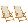 vidaXL Strandstol med pude 2 pcs Brun Massivt Akacietr&aelig;