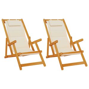 vidaXL Strandstol 2 stk. Brun Massivt Akacietr&aelig;