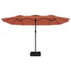 vidaXL parasol med dobbelt parasoldug og LED-lys 449x265 cm terrakotta