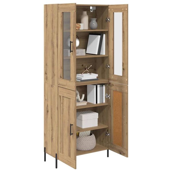 vidaXL Highboard Artisan Egetr&aelig; 69,5 x 34 x 180 cm Konstrueret tr&aelig;