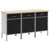 vidaXL Arbejdsskab med skuffe 3 stk. Sort og gr&aring; 150 x 55 x 85 cm