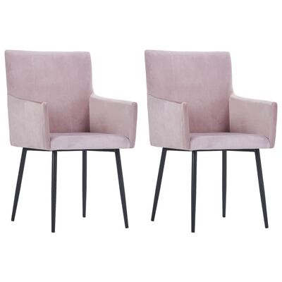 vidaXL spisebordsstole med armlæn 2 stk. fløjl pink