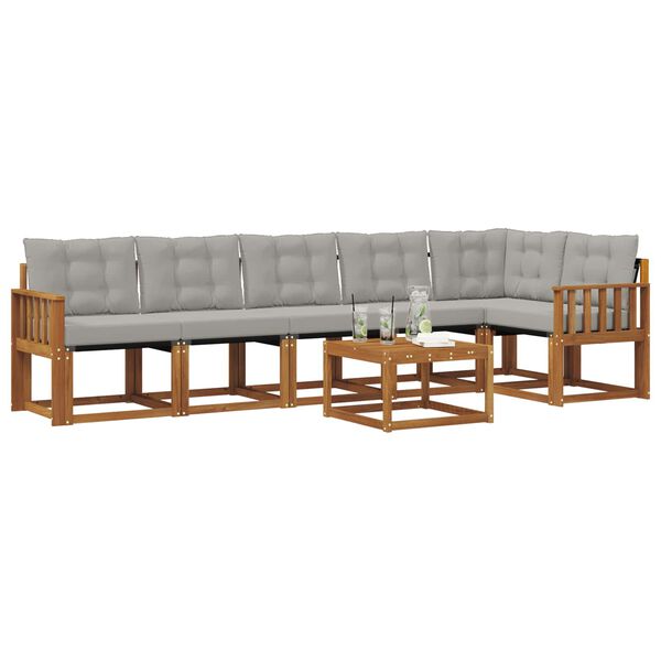 vidaXL Udend&oslash;rs sofagruppe med pude 7 pcs Naturlig og Lys Gr&aring;