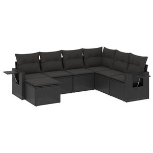vidaXL sofas&aelig;t til haven 7 dele med hynder polyrattan sort