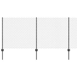 vidaXL K&aelig;de-link hegn med stolpe 10 x 1 m PVC-belagt st&aring;l Gr&aring; Mesh