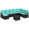 vidaXL Sofa S&aelig;t med pude 9 pcs Sort polyrattan