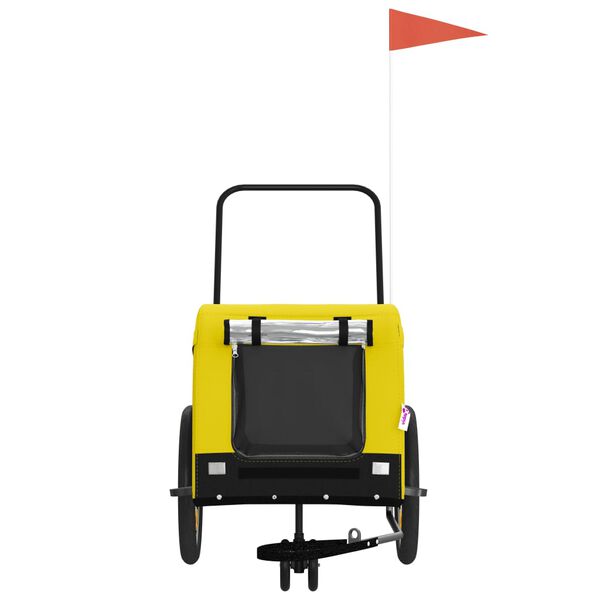 vidaXL hundetrailer til cykel oxfordstof og jern gul og sort