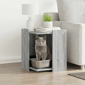 vidaXL toiletskjuler kattebakke 42x42x51 cm konstrueret tr&aelig; gr&aring; sonoma