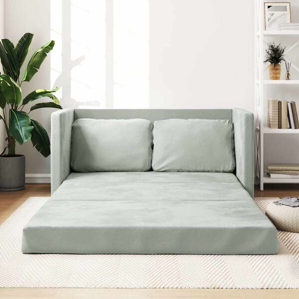 vidaXL 2-i-1 sovesofa 122x204x55 cm velour lysegr&aring;