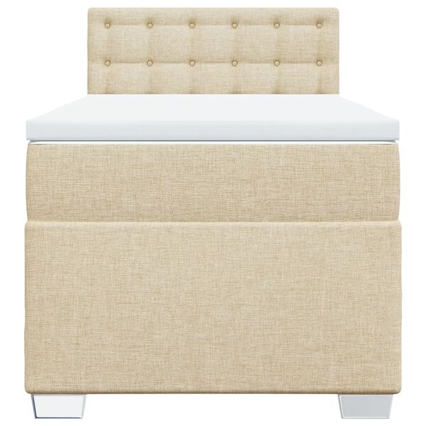 vidaXL kontinentalseng med madras 100x200 cm stof cremefarvet