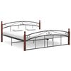 vidaXL sengeramme 180x200 cm metal og massivt egetr&aelig; sort