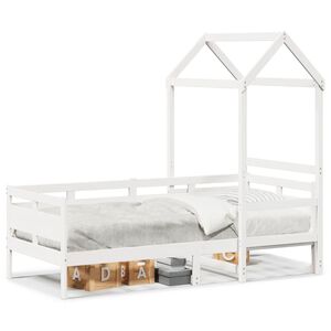 vidaXL daybed med tag 80x200 cm massivt fyrretr&aelig; hvid