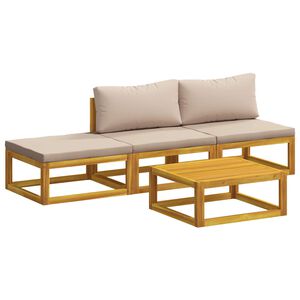 vidaXL Sofa S&aelig;t 4 stk. Naturfarvet Massivt Akacietr&aelig;