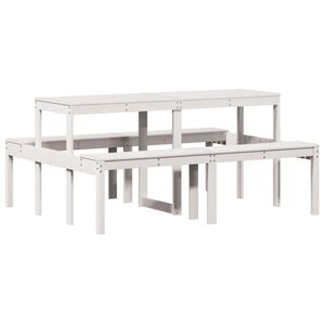 vidaXL picnicbord 160x134x75 cm massivt fyrretr&aelig; hvid