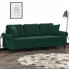 vidaXL 3-personers sofa med pyntepuder 180 cm velour m&oslash;rkegr&oslash;n