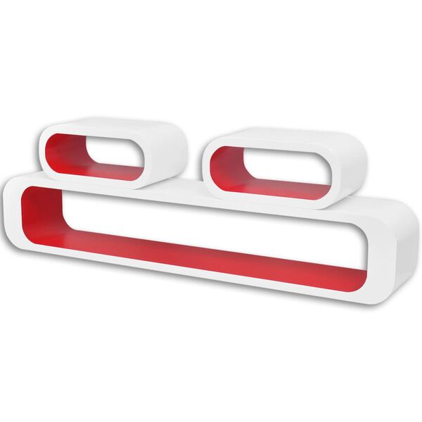 vidaXL v&aelig;ghylder 3 stk. MDF hvid og r&oslash;d