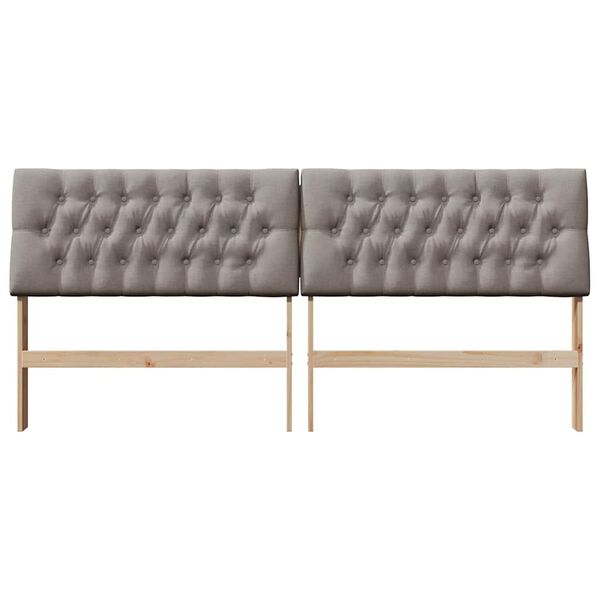 vidaXL Polstret sengegavl Gr&aring;brun 200 cm Massiv fyrretr&aelig;