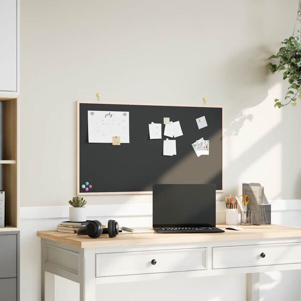 vidaXL tavle med ramme af massivt fyrretr&aelig; sort 100x55 cm