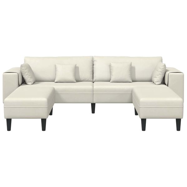 vidaXL Fløjls Sofa med pude 3 pcs Creme 208 cm Fløjl