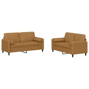 vidaXL sofas&aelig;t 2 dele med puder velour brun
