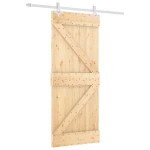 vidaXL Skyded&oslash;r Natur og hvid 85 x 210 cm Massivt Fyrretr&aelig;