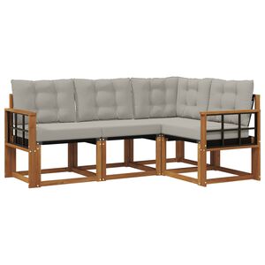 vidaXL Udend&oslash;rs sofagruppe med pude 4 pcs Naturlig og Lys Gr&aring;