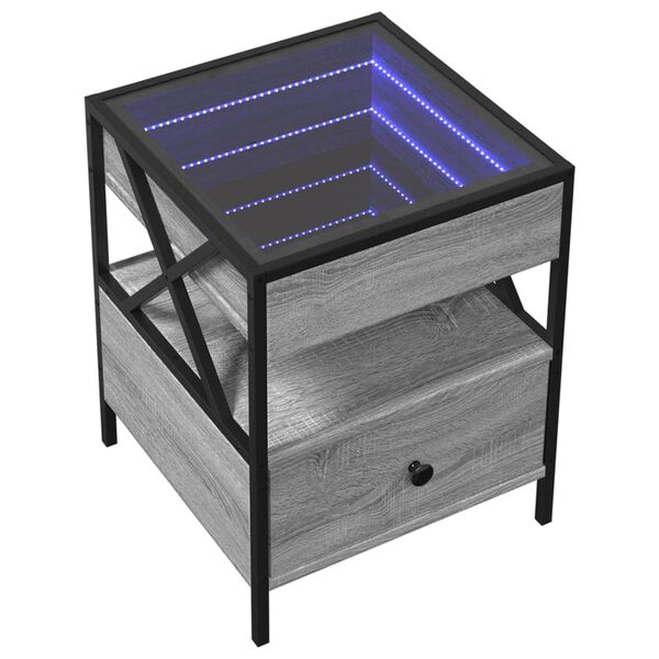 vidaXL sofabord med Infinity LED-lys 40x40x51 cm grå sonoma-eg