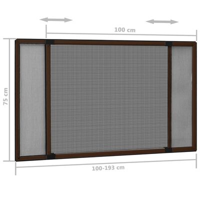 vidaXL udvideligt insektnet til vinduer (100-193)x75 cm brun