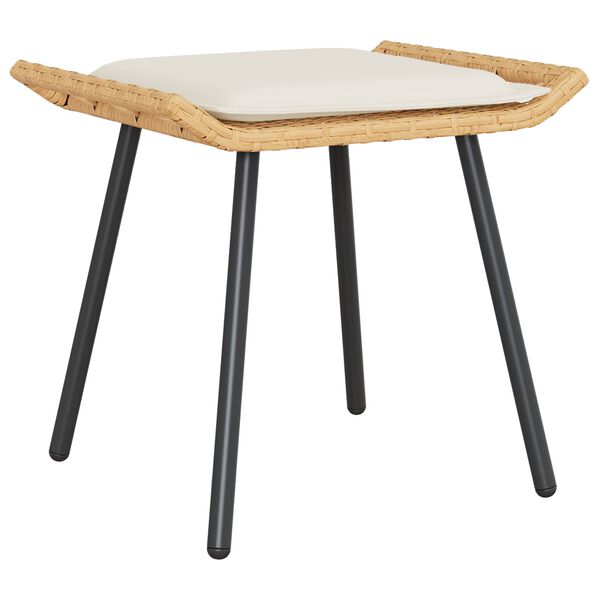 vidaXL Havefodskammel med pude 2 pcs Natur 50 x 40 x 45cm St&aring;l