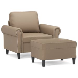 vidaXL sofastol med fodskammel 60 cm kunstl&aelig;der Cappuccino