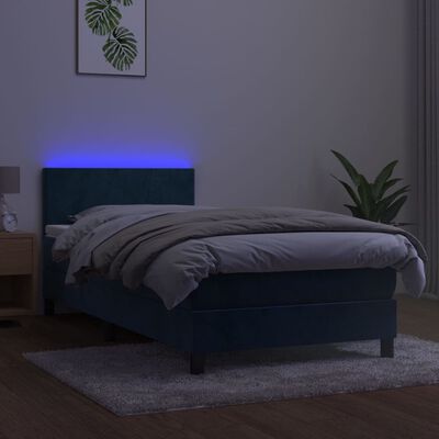 vidaXL kontinentalseng med LED-lys 100x200 cm fløjl mørkeblå
