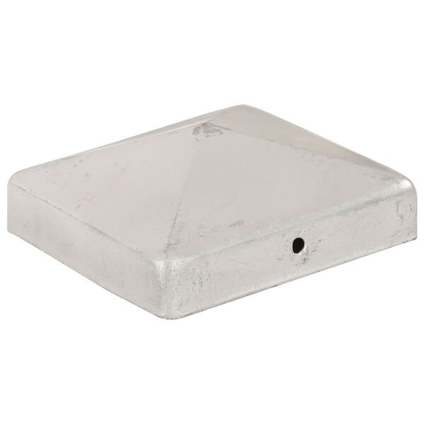 vidaXL pyramideformede stolpehætter 6 stk. 91x91 mm galvaniseret metal